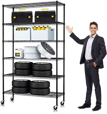 6 Tier Wire Shelving Unit Adjustable Metal Shelf 2100 LBS Capacity Storage Rack