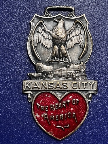 vintage antique pocket watch fob KANSAS CITY -The Heart Of America