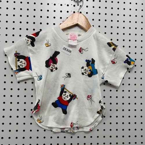 Vintage Panda WorkOut Graphic Shirt White Single Stitch Girls Size 6 13.5x15 - Picture 7 of 14