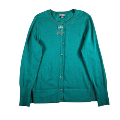 Eddie Bauer NWOT Women's Green Button Down Long Sleeve Cardigan Size Large