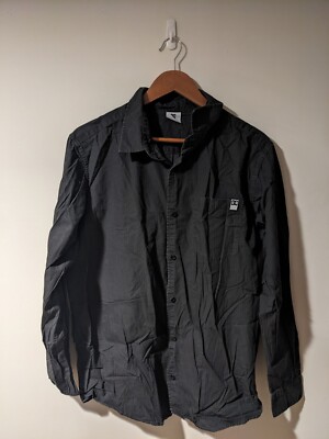 Vintage Y2K DC Shoes Black Large Button Up Shirt