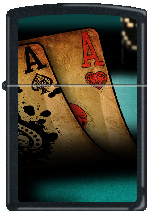 Zippo Double Aces Black Matte Windproof Lighter NEW Poker Pocket Rockets RARE. Available Now for 21.24