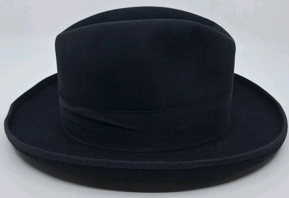 Vintage Bailey Fedora Genuine Fur Felt Hat Black Size 7 1/8 Made in USA - Image 4 of 4