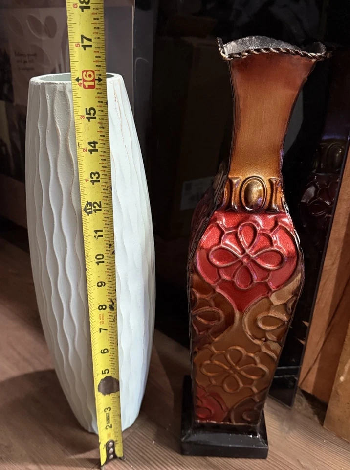 Выветренная бледная океанская деревянная ваза домашний декор + элементы тисненая металлическая цветочная ваза - Изображение 3 из 4