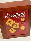 Scrabble Game Vintage Bookshelf Edition in Wooden Box Parker Brothers COMPLETE