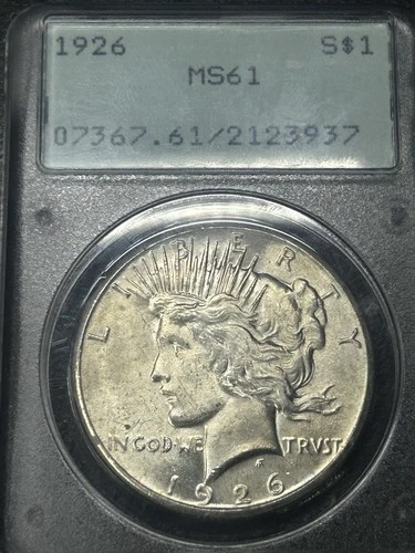 1926 Peace Silver Dollar PCGS MS61 OGH Old Green Holder Tougher Rattler Date
