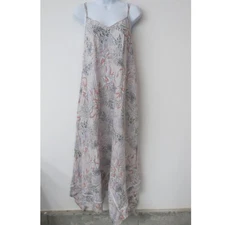 Cynthia Rowley Linen Blend Midi Dress Size Medium Pink Floral Flowy Feminine