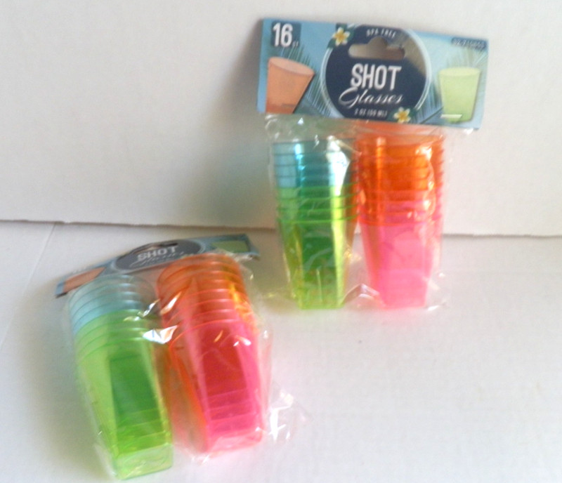 32 Pcs 2 oz Plastic Shot Glasses Disposable Shot Cups Colored Mini Cups 