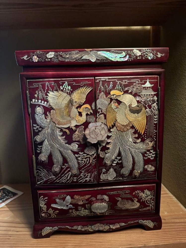 Jubako Bento Box Japanese Phoenix motherofpearl accessory case