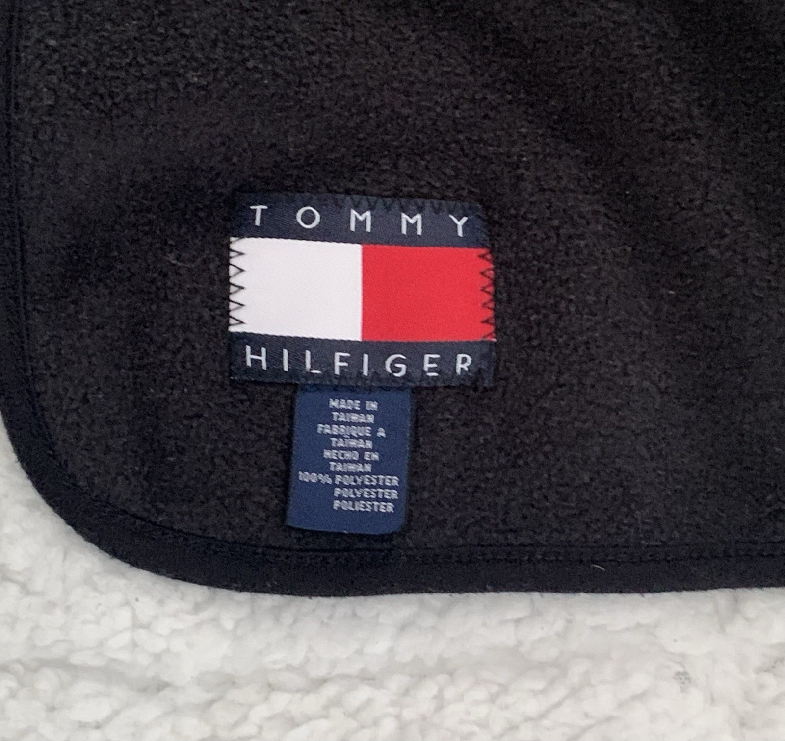 Tommy Hilfiger Scarf Black with Yellow Stripe 90s Vintage 70” x 10.5” image 4