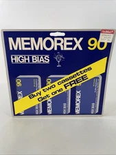 1979 Vintage 3-Pack Memorex 90 High Bias Cassette Tape BLANK Set Of 3 New