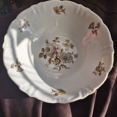 Winterling Schwarzenbach Bavaria German Floral Porcelain Bowl Gold Rim Scallop
