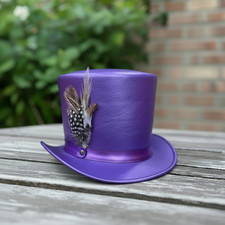 Purple Leather Steampunk Top Hat Handmade Victorian Gothic Cosplay Festival Cost