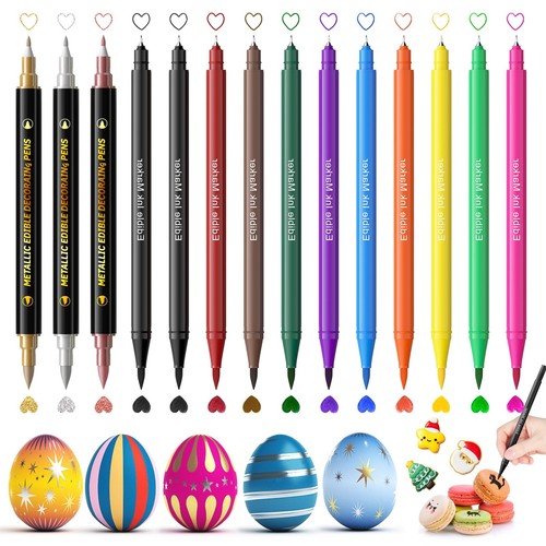 Edible Markers for Cookie Decorating,14 Pcs Ultra Fine Tip(0.5mm) Food Colori...