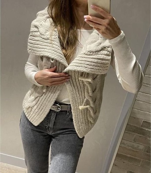Women Massimo Dutti Sweater Beige Wool 38