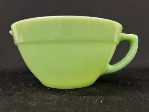 Vintage Fire-King Green Jadeite Oven Ware Mixing Batter Bowl with Spout Handle