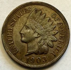 1903 Indian Head Cent  - 2 1/2 Diamonds On Ribbon