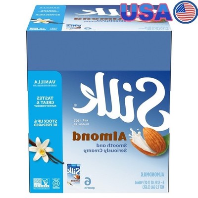 Shelf Stable Vanilla Almond Milk Vegan Dairy Free Calcium Rich Non-GMO Pack of 6