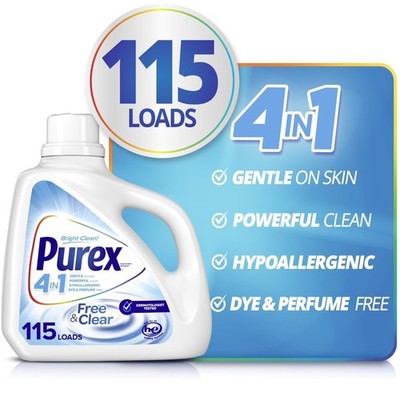 Liquid Laundry Detergent for Sensitive Skin Hypoallergenic Free Clear 150 fl oz