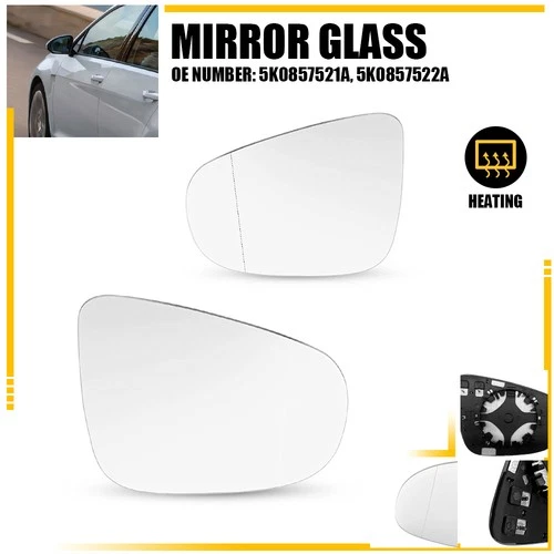 Right Left Mirror Side Glass Replacement Heated For Volkswagen Golf 2010-2014