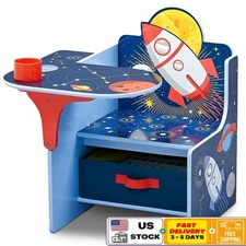 Space Adventure Chair Desk W/ Storage Bin Kids Toy Storage Homework Play Unisex