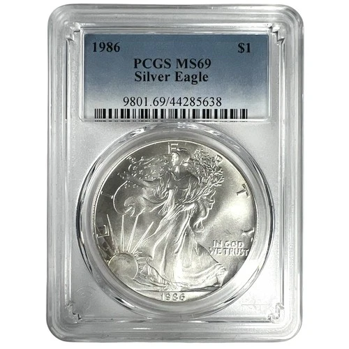1986 American Eagle 1 Oz Silver Dollar PCGS MS69 NA63