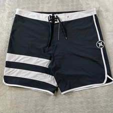 Hurley Phantom Board Shorts Mens 40 Black White Swim Trunks Summer Beach Resort