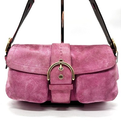 COACH Soho Signature Pink Canvas Leather Unisex Tote Bag Authentic