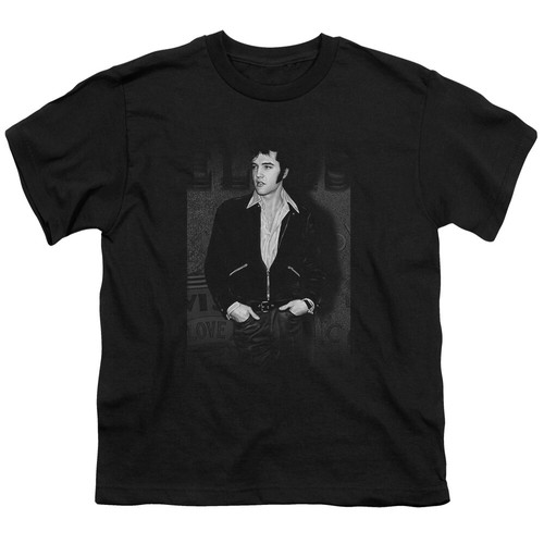 Elvis Presley Kids T-Shirt Posing Black Tee