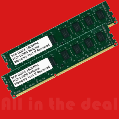 4GB 2x 2GB DDR3 1600MHz PC3-12800 DESKTOP Memory Non ECC
