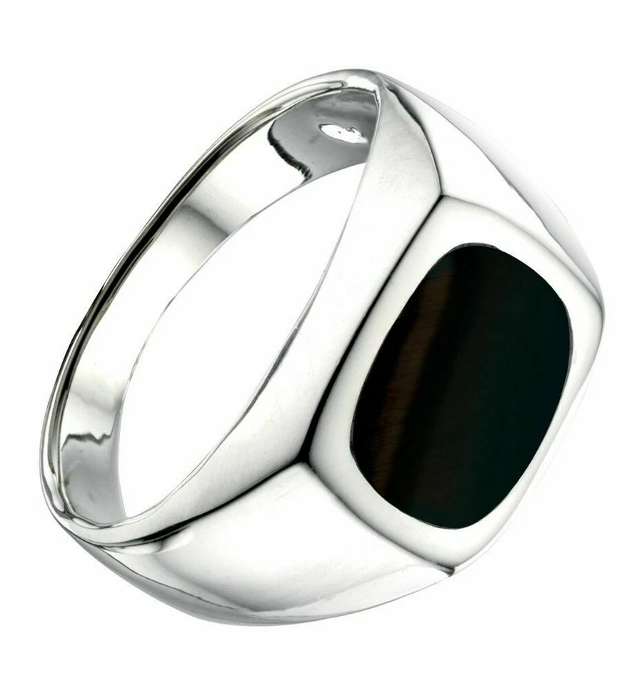 Argento Sterling da Uomo Anello Onice Sigillo Design Marchiato Taglia N - Z UK - Immagine 2 di 3