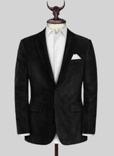 Men's Black Velvet Coat Jacket Blazer Fashion Designer Wedding Tuxedo Casual NEW