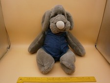 Vintage 1981 Ganz Bros - Wrinkles the Dog - 18" Hand Puppet Plush Denim Overalls