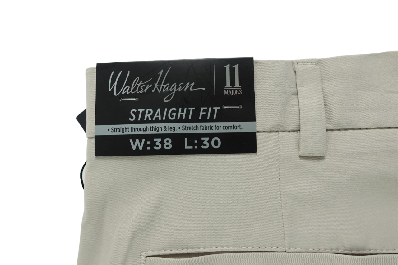 Walter Hagen NEW Hagen 11 Majors Core Light Khaki Mens 38/30 Chino