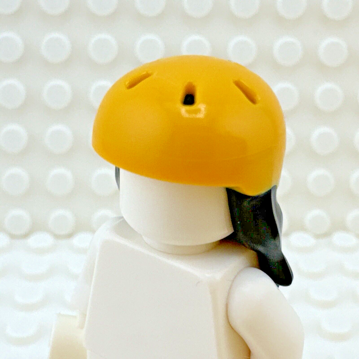 LEGO Minifigure HAIR Black Bright Light Orange Bike Helmet with Vents