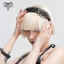 Devil Fashion Women Metal Punk Black Gothic Punk Metallic Skeleton Pin Headband