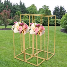 Gold Metal Column Flower Stand Wedding Party Backdrop Centerpiece Rack 4Pcs US