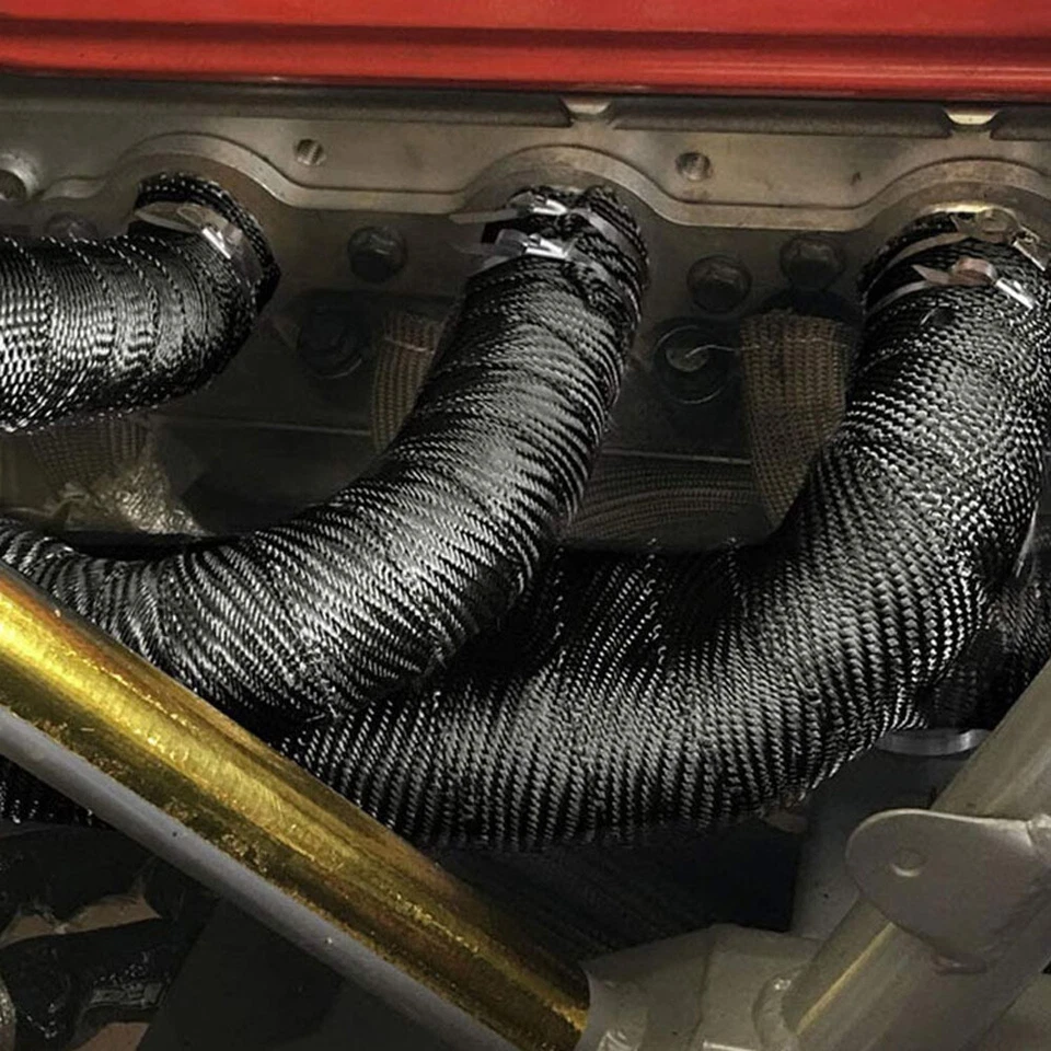 Tubo de escape de coche envoltura vidrio aislante cinta de fibra 1,5 m aislamiento térmico accesorio Foto 2 de 4