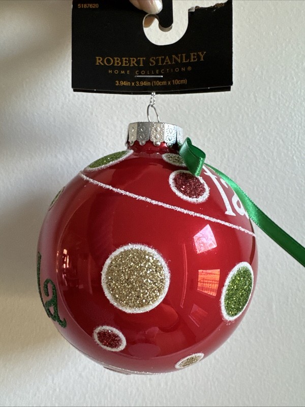 NWT Robert Stanley Home Collection Christmas Ornament, Falalala Red Ball