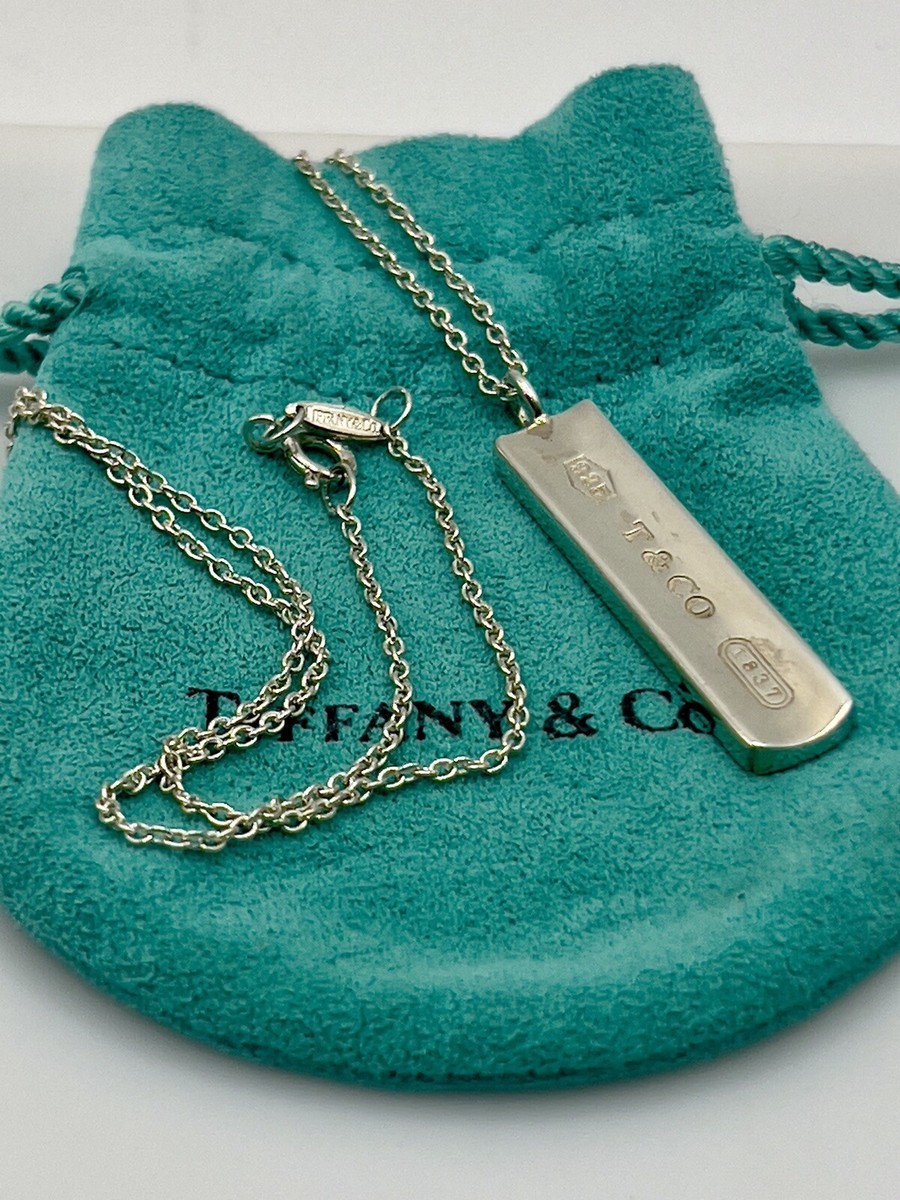 Tiffany&Co. 1837 Bar Pendant Necklace Sterling Silver 925 16 Inch