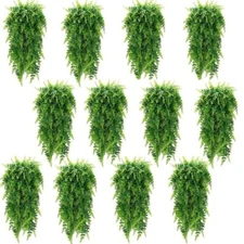 12Pcs Artificial Boston Fern Plant Fake Hanging Trailing Foliage Vine Home Decor