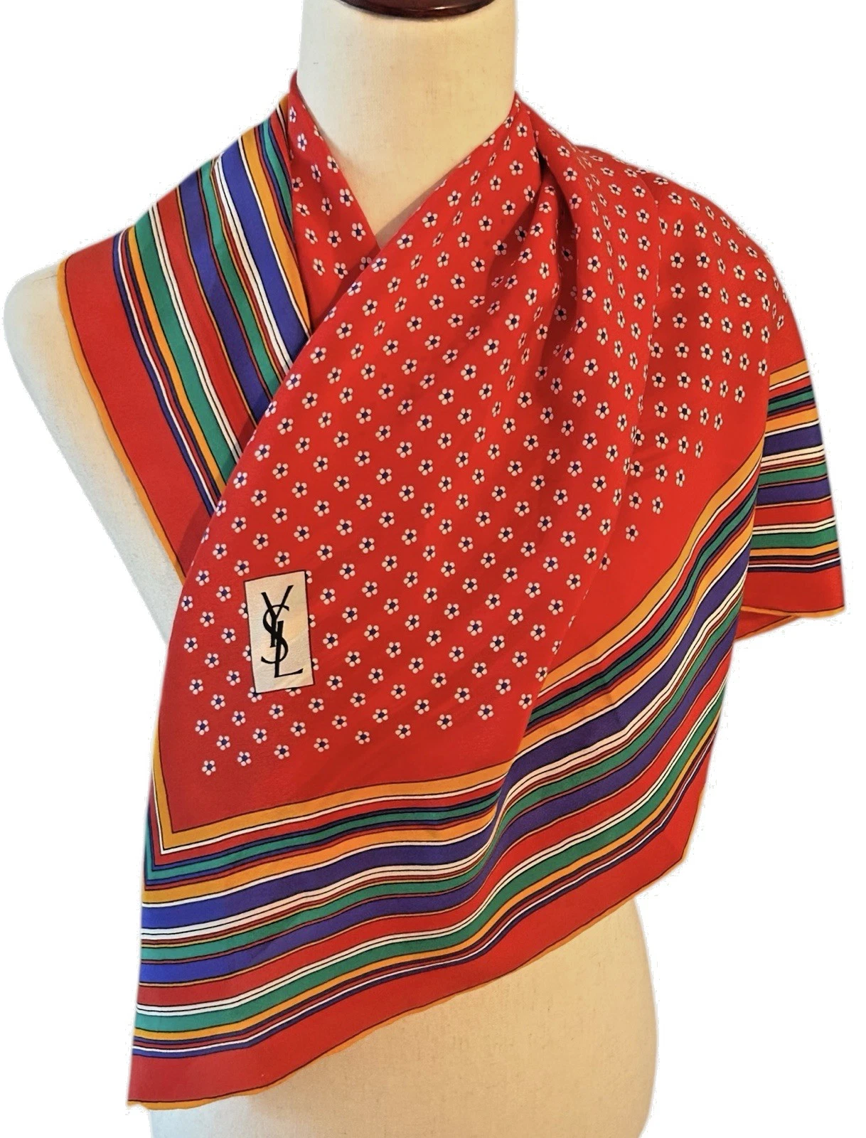 スカーフ SAINT LAURENT Silk scarf Multicolor Saint Laurent Vintage Paisley Silk-Blend Square Scarf