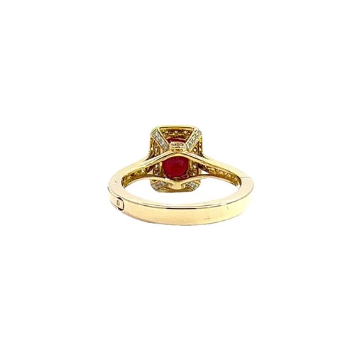 Anillo Vintage Oro Amarillo 14k 1.35ctw Rubí y Diamantes 0.40ctw Talla 5.75 - Imagen 5 de 6