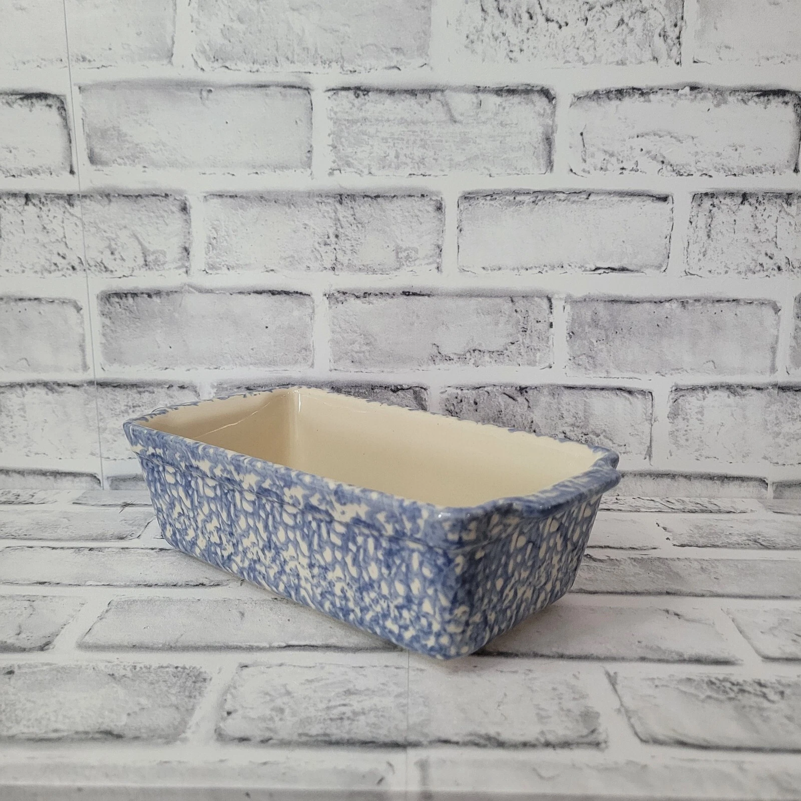 Loaf Pan Gerald Henn Workshop Pottery Blue Spongeware Large Loaf Pan Stoneware