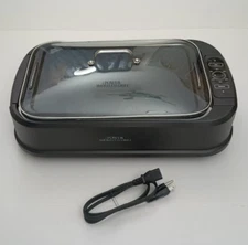 Power Smokeless Grill Pro with Griddle Pans -Black 1500 Watts Stainless - Used