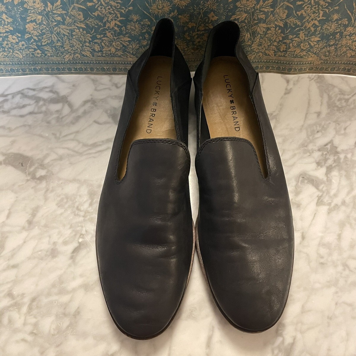 Lucky Brand Womens Cahill Flat Size 10 Black Convertible Loafer Mule Shoe Lucky Brand Cahill Slip on Flat Loafer Shoes Collapsable  main image 2