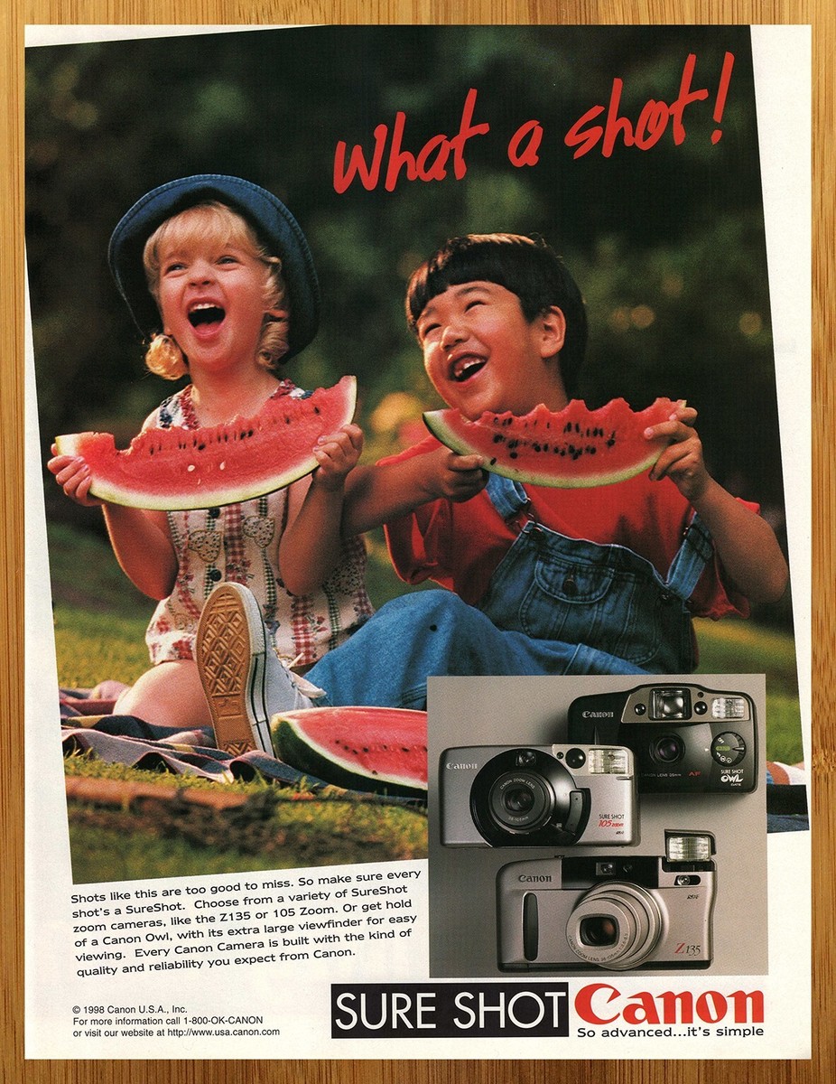 1998 Canon Sure Shot Camera Vintage Print Ad/Poster Z135 105 Zoom