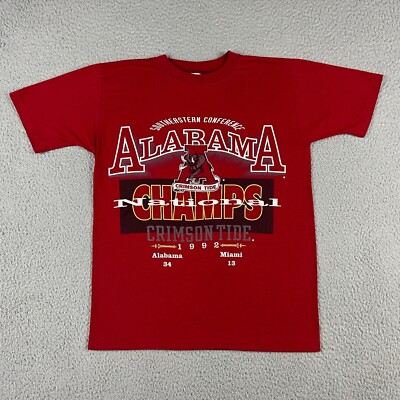 VINTAGE 1992 Alabama Shirt Mens Small Bama Crimson Tide Champs Single Stitched