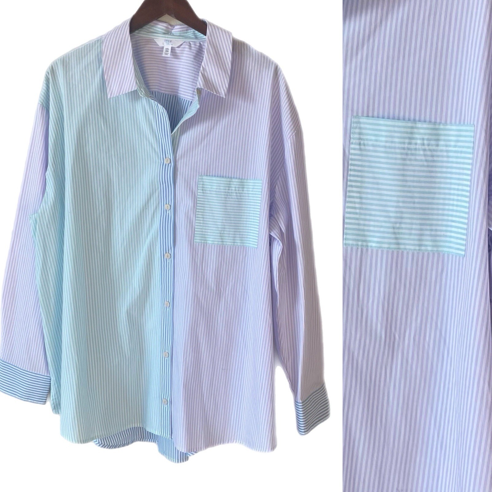 TIME AND TRU NWT Striped Oversized Tunic Top Multi Color XXL 20
