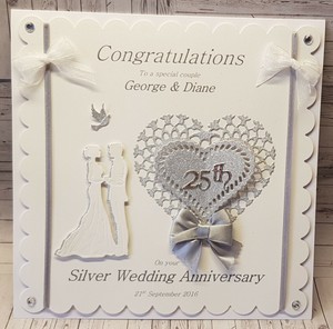 Large Luxury 8x8 Inch Personalised 3d Silver 25th Wedding Anniversary Card Ebay